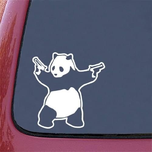 Shooting Panda Note Bumper Sticker Decal Car window Premium Quality White die cut vinyl decal 6'' White