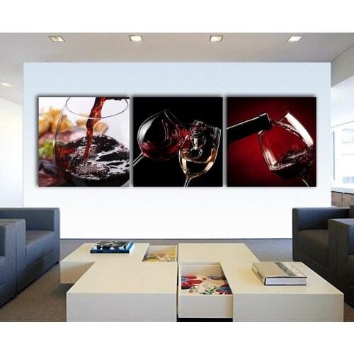 3 Panels Wine Stemware paintings for the kitchen fruit wall decor modern canvas art wall pictures for living room no frame