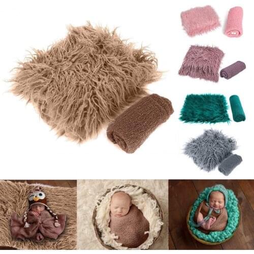 2Pcs/Set New arrival Newborn Baby Solid Color Blanket Mat Long Swaddle Wrap Infant Baby Photography Prop Accesorios