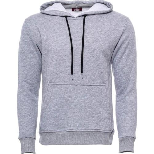 Hooded Pocket Plain Grey Mens Sweatshirt