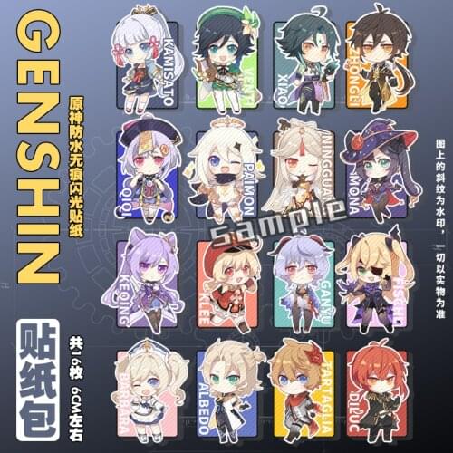 Original Cos Animation Tartaglia Venti Zhongli Xiao Albedo Diluc Keli All Roles Waterproof SLM Cute Journal Flash Sticker