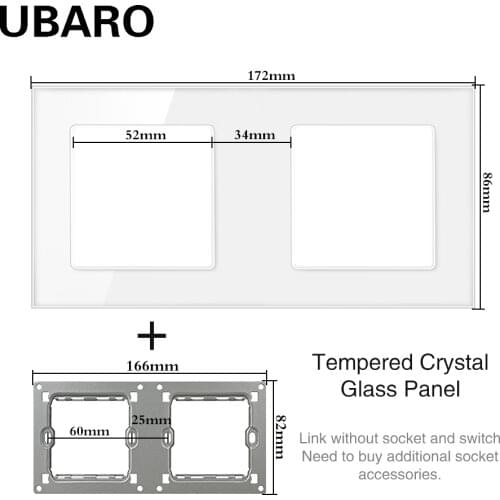 UBARO Tempered Glass Panel With Spray Paint Iron Frame 86-146-172-258-344-430*86mm Multi Size Socket Accessory Diy Installation