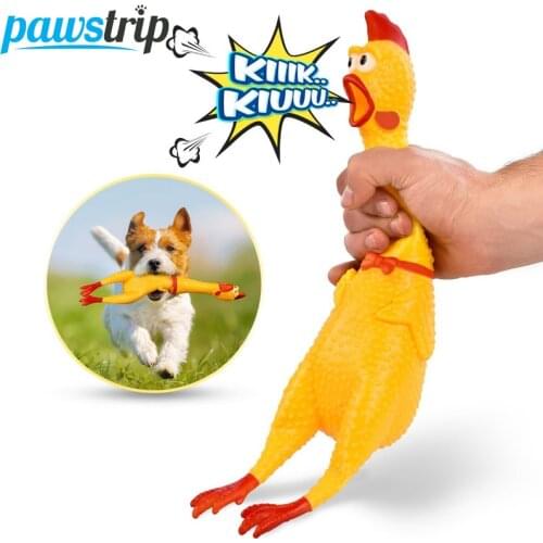 Pawstrip Screaming Chicken Dog Toys Squeeze Squeaky Sound Puppy Toys Rubber Dog Toy Chew Pet Toys For Dogs Rubber Chicken Toy