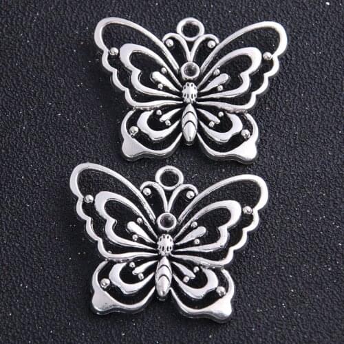 2pcs 38*47mm Antique Vintage Metal Zinc Alloy big Butterfly Pendant Charm For Jewelry Butterfly Pendant Making