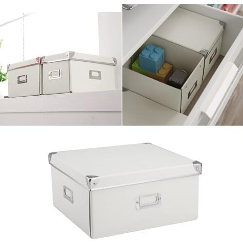 Portable Storage Case With Cover Foldable Paper Household Storage Box White Organizer Bag For Bedroom Living Room