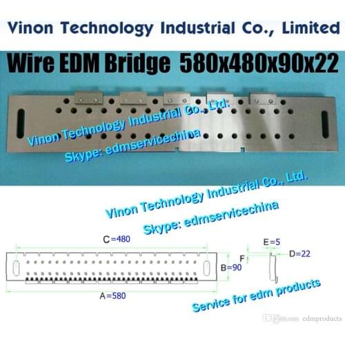 Wire EDM Bridge L=580x480x90x22+5Lmm VS33, Precision Wire-cut Bridge 580mm Long Stainless Steel edm jig tools ruler for wire edm