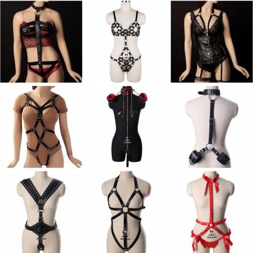 Adjustable Handmade PU BDSM Bandage Sexy Body Chest Harness Women Leather Chest Strap Gothic Garter Belt Bdsm Erotic Lingerie