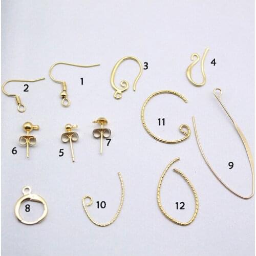 3 Pairs Handmade Accessories Bronze Plated 18k Gold Real Gold Ear Hook Ear Clip Ear Pin Collection DIY Earrings Earrings Jewelry