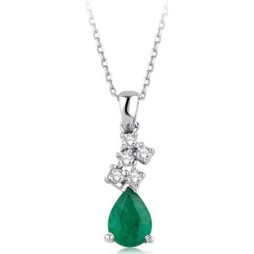 Symbol Gold 0.70 Carat Diamond Emerald Necklace Sexy Trend Fashion Jewelry Stylish Brilliant Eye-catching Pendant For Women