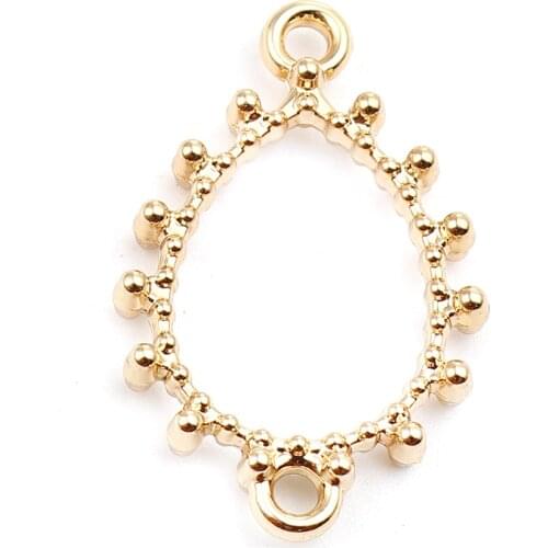 Water Drop Connectors Hollow Connectors Zinc Alloy Gold Color 24*16mm For DIY Jewelry Making Finding Accessories, 10 PCs