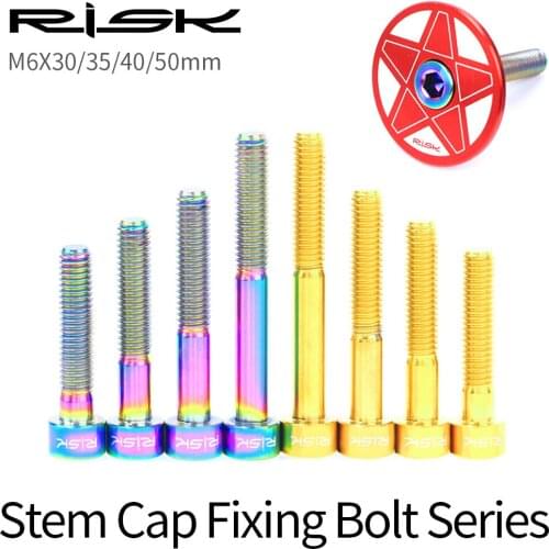 RISK Titanium Bolts M6 x 30 35 40 50mm Allen Key MTB Road Bike Taper Head Screw Bicycle Headset Cap Fixing Bolts Rainbow Gold