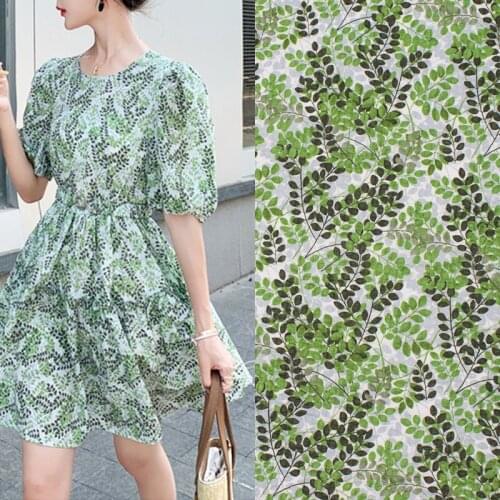 Green Leaf Pure Cotton Fabric For Dress Tissus Coton Imprimé Telas Algodon Estampadas Sewing Ткань Для Шитья Vestidos Tissu Diy