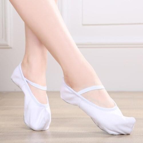 USHINE Quality canvas Cowhide leather soles classical ballet dance indoor practice yoga Gogo Korean dance shoes woman man