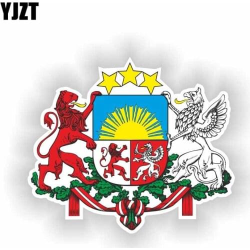 YJZT 13.8CM*11.5CM Car Motorcycle Latvia Coat Of Arms Helmet Car Sticker PVC Decal 6-2196