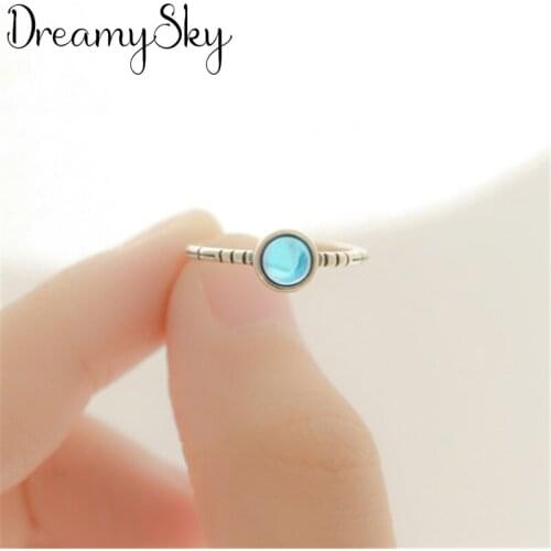 DreamySky Punk Vintage Blue Crystal Rings For Women Boho Female Charms Jewelry Men Antique Knuckle Ring Fashion Party Gift