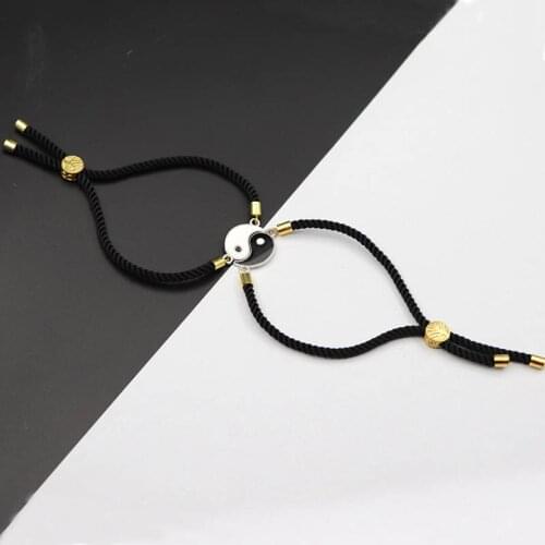 2pcs/pair Lovers Bracelet Tai Chi Yin Yang Bagua Braslet Adjustable Distance Matching Couple Braclet BFF Brazalete Wedding Gift