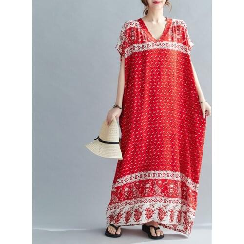 Bohemian Long Maxi Dress 2021 New Arrival Thin Soft Cotton Satin Oversized Loose Summer Dress Women Casual Beach Style Dress