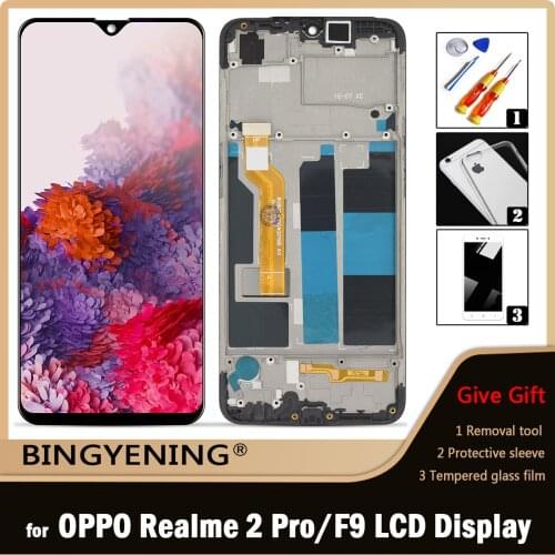 Original For OPPO F9/F9 Pro LCD Display Screen Touch Digitizer Assembly For OPPO Realme 2 Pro RMX1801/07 With Frame Replace