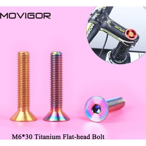 1PC Risk Bicycle Headset Stem Cap M6*30mm Titanium Bolt Flat-head Bolts MTB Mountain Bike Screw Cycling Parts Accessories