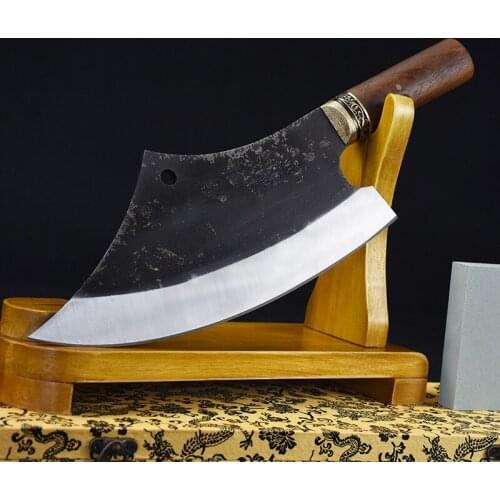 10.5'' Handmade Forged Chinese Chef Knife Meat Cleaver Slaughter Sharp Figured Kitchen Cooking Tools Vegetable Cutter