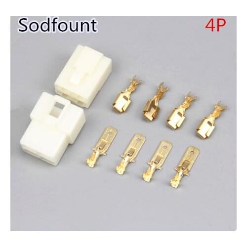 10 set 6.3mm connector 4P 4 pin Electrical 6.3 Connector Kits Male Female socket plug for Motorcycle Car