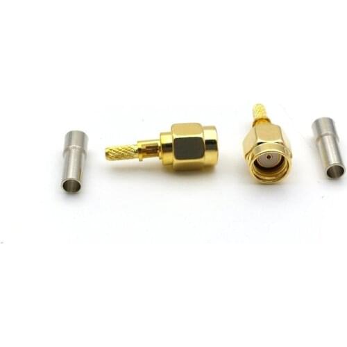 100pcs BRASS RP SMA Male Inner Hole Open Window for RG316 Cable Connectors Plugs New
