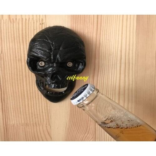 100pcs/lot Skull Wall Mounted Opener Vintage Cast Iron Fixed Beer Bottle Openers Mount Open Bottle tool 3 colors