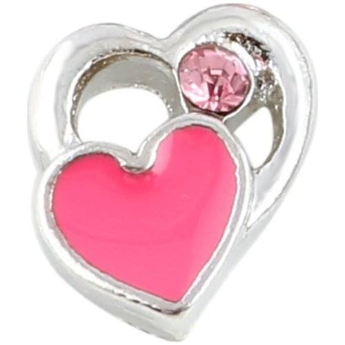 20Pcs/lot Pink Crystal Heart Floating Charms Hand-made DIY for Glass Lockets