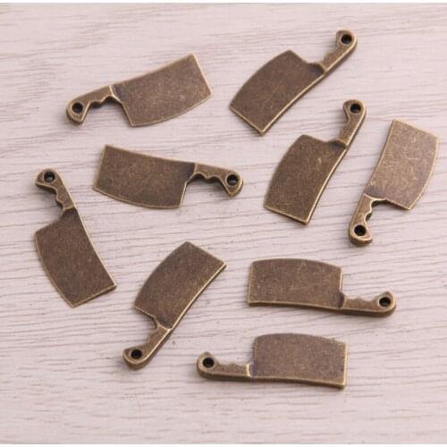 60pcs/lot Charms kitchen knife meat cleaver 9x24mm two color Pendants Crafts Making Findings Handmade Antique DIY Jewelry