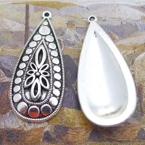 8PCS/Lot 15mm*35mm Antique Silver Color Water Drop Charms Pendants For Jewelry Making DIY Handmade Craft