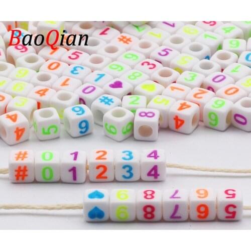 White 6mm Acrylic Colorful Number Spacer Beads For Jewelry Making Handmade Bracelet Necklace DIY Pacifier Chain Kids Toy