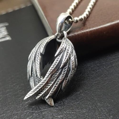 BOCAI New real solid s925 sterling silver jewelry angel devil wings, dark,, street hip hop men and women pendants