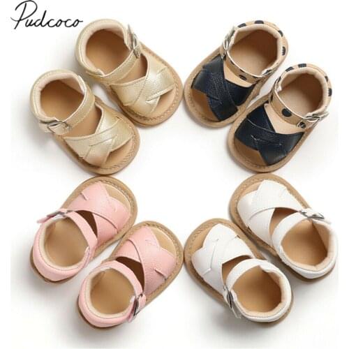 2019 Baby Summer Shoes Newborn Infant Baby Girls Boys Sandals Shoes Solid Non-slip PU Leather Breathable Toddler Shoes 0-18M
