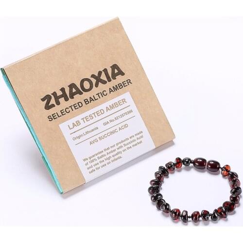 Baltic Amber Teething Bracelet for Baby(Cherry) - Handmade in Lithuania - Lab-Tested Authentic - 2 Sizes