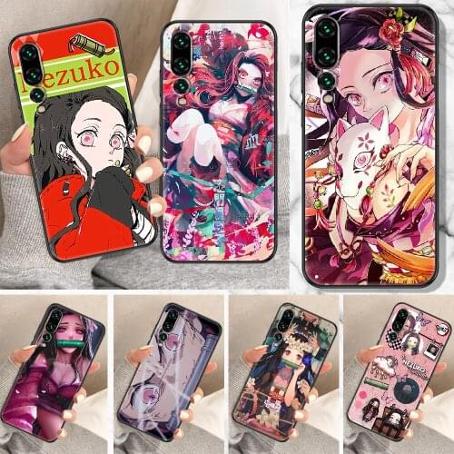 Demon Slaye Kamado Nezuko Phone Case For Huawei P Mate P10 P20 P30 P40 10 20 Smart Z Pro Lite black silicone back tpu shell
