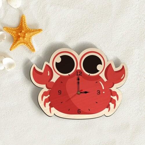 NHBR Children Kids Room Living Room Wall Clock Mute 3D Cartoon Cute Crab Wall Clock Decor Set Home Nursery Photo Props
