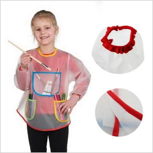 Kids Childrens Apron Art Smock Painting Pottery School Boys Girls Red Large Cartoon Cute Waterproof Cooking Kitchen