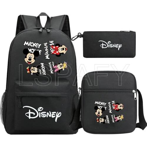 Disney Mickey Minnie Printed Bags Set Streetwear School Bag Girls Women Backpack Large Capacity Shoulder Bag Handbags Backpacks