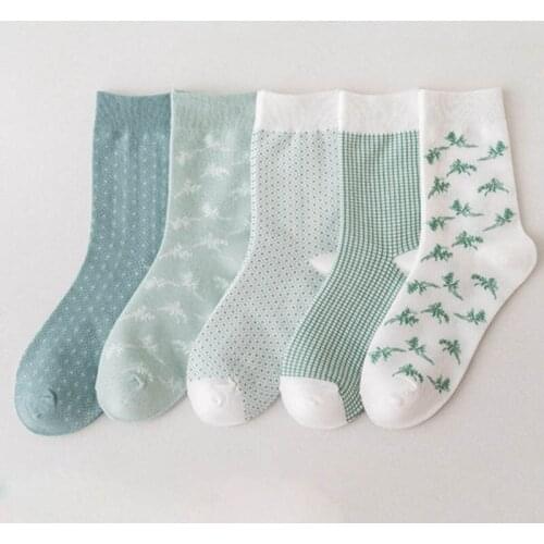 For Women Spring Summer Breathable Mid Tube Socks Japanese Style Keep Warm 1Pair Avocado Color Long Socks
