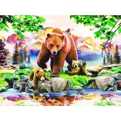 Home Decoration Needlework Bears Family Landscape 5D Diy Diamond Painting Full Square/Round Mosaic Diamond Embroidery Home Decor