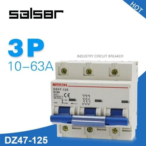 DZ47-125 3P 400V Small-sized Mini Circuit Breaker Household Air MCB Cutout Breaker Switch D Type 80A 100A 125A