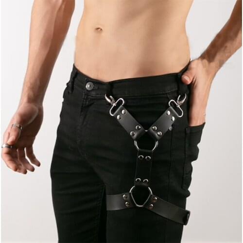 Bdsm Bondage Handmade PU Leather Harness Fetish Men Gay Underwear Gothic Harajuku Punk Style Adjustable Body Chest Harness Belt