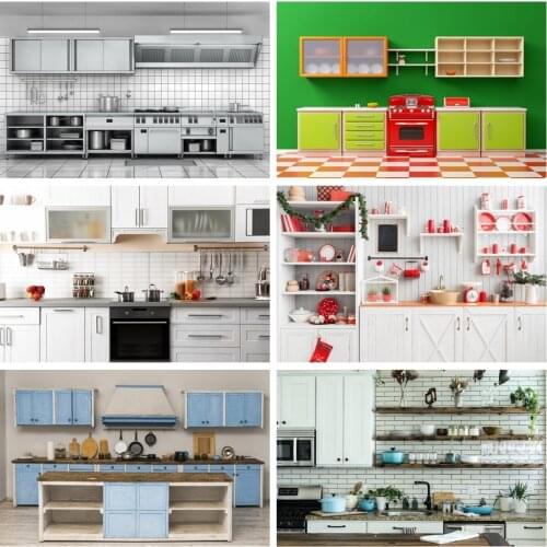Laeacco Kitchen Backdrops Cooking Room Decor Wood Cupboard Kitchenware Family Portrait Photography Backgrounds For Photo Studio