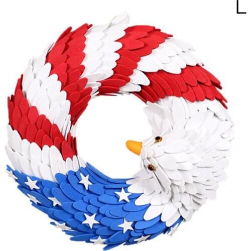 Garland Pendant American Flag Wreath Door Hanging Home Front Decoration Multicoloured MC 28cm EVA Color Handcrafted Eagle