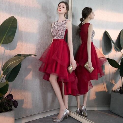 Sweet Memory Pink Wine Red Gray Black Evening Dresses 2021 Women Wedding Party Dinner Dress High Low Banquet Graduation Vestidos