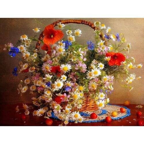 JMINE Div 5D Flower Basket Daisy Full Diamond Painting cross stitch kits art High Quality Floral 3D paint by diamonds
