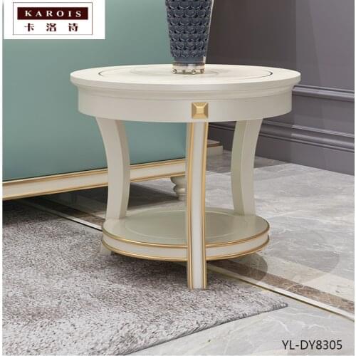 KAROIS DY8905American Modern Simple Solid Wood Retro Round Corner Table Coffee Table Living Room Furniture