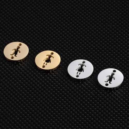 100% Stainless Steel Round Boy & Girl Charm Connector Rose Gold/Gold/Silver Color Metal Boy & Girl Charm Mirror Polished 20pcs