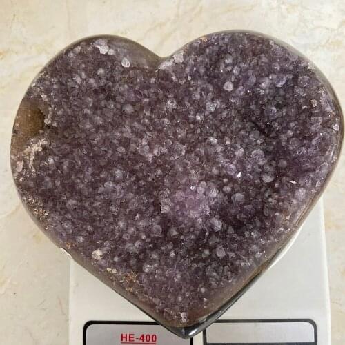 Natural Stones Amethyst Cluster Heart Agate Geode Crystal Cluster Healing Crystals Home Or Office Decorations