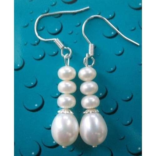 New Arrival Favoite Pearl Earrings 9mm White Color Round Oval Freshwater Pearl Dangle Drop Earring S925 Silver Hook Fine Jewelry